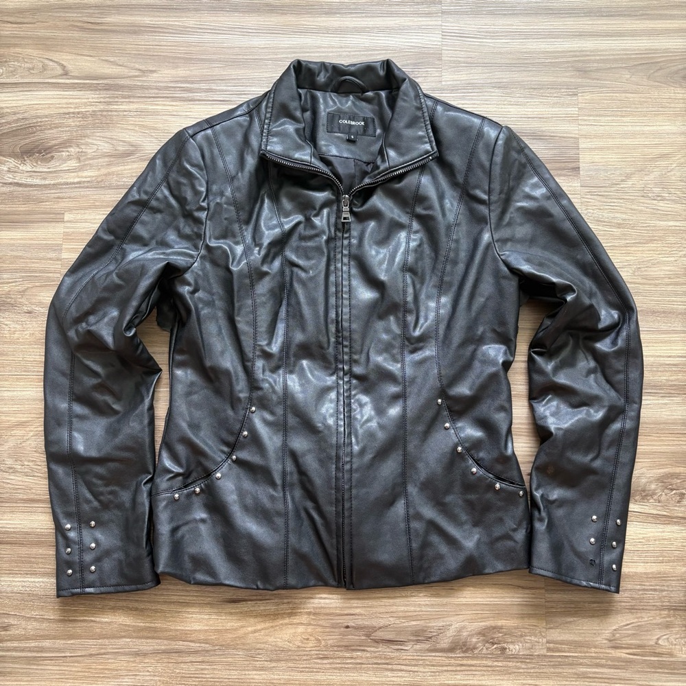 Colebrook Faux Leather Studded Moto Jacket Bikercore Edgy Street Style